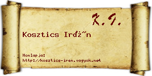 Kosztics Irén névjegykártya